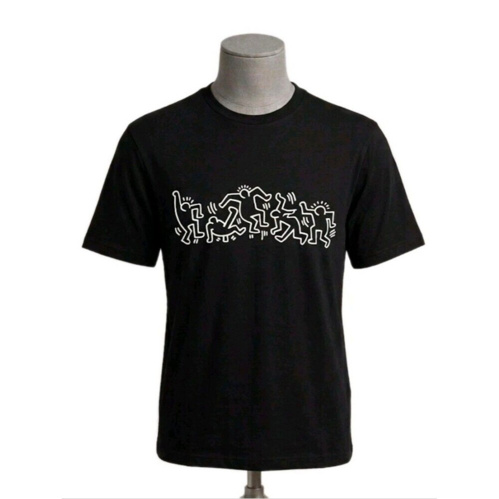 Keith Haring Mens Graphic Tee 100% Cotton Black White